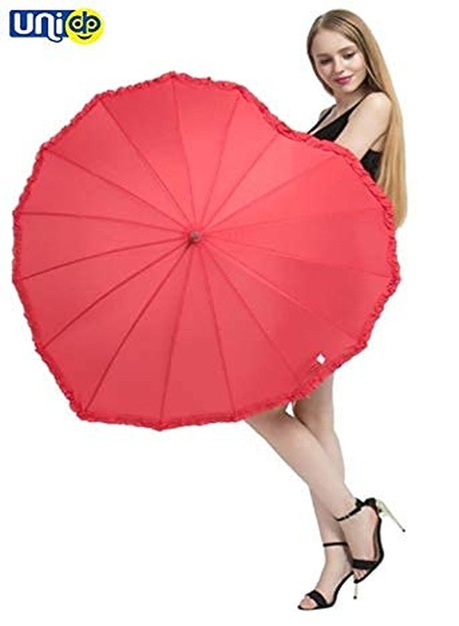 SOniLEX Selling Uniqness UNIq Heart-Shaped Design Windproof and Anti-UV Durable Rain and Sun Umbrella (Red) - Image 2